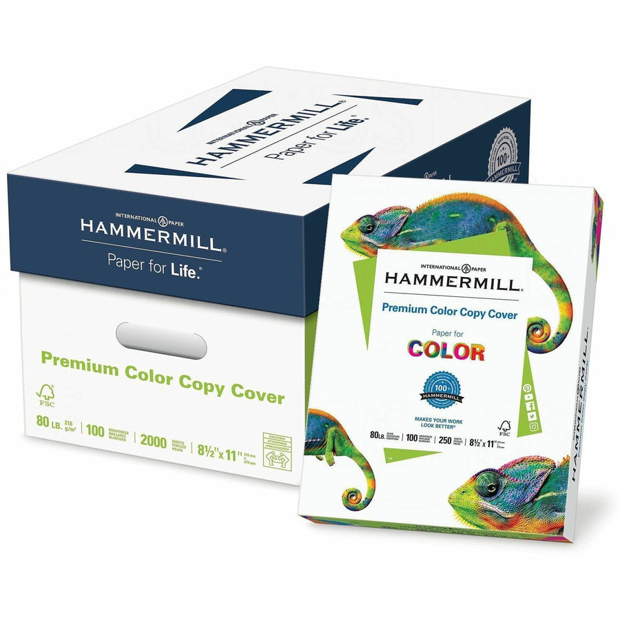 Hammermill Premuim Color Copy Cover Paper, 8.5" x 11", White, 80 lb, Acid-free, 8 / Carton, HAM120023CT