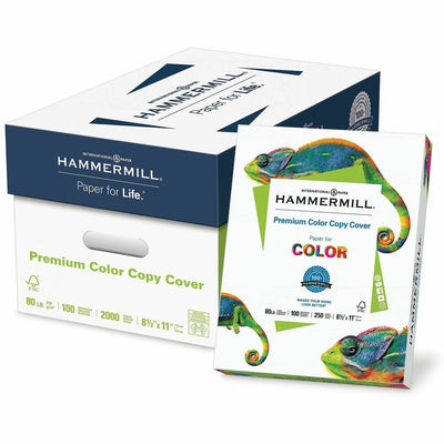 Sylvamo Hammermill Premuim Color Copy Cover Paper, White, 8 1/2" x 11", 8 / Carton, HAM120023CT