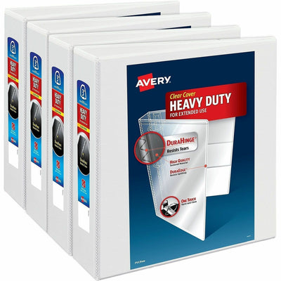Avery One Touch Ring Heavy-Duty View Binder, White, 4 / Carton — view 1
