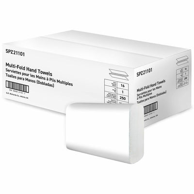 Special Buy Paper Towels Multi-Fold 250 Sheets White, Bright White, 16 / Carton, SPZ21101