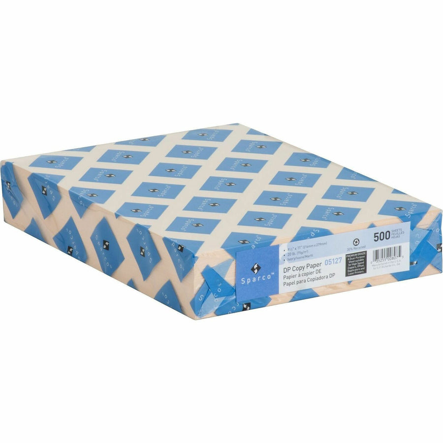 Sparco Premium Grade Pastel Color Copy Paper, 8.5" x 11", Ivory, 20 lb, Acid-free, 10 / Carton, SPR05127CT