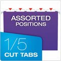 Business Source 1/5 Tab Cut Letter Hanging Folder, Purple, 25 / Box, BSN14120