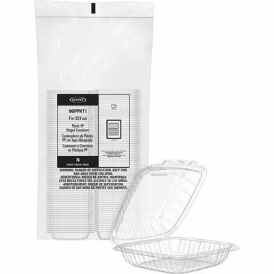 Dart Container 9" Hinged Food Container, Clear, 75 / Pack, DCC90PPHT1