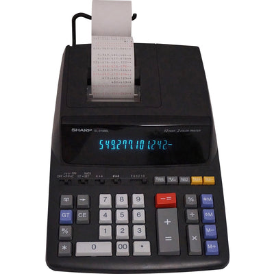 Sharp EL-2196BL 12-Digit Printing Calculator, Black, 4EA/CT — view 1