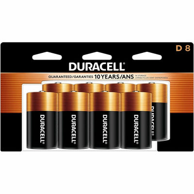 Duracell Coppertop Alkaline D Batteries, Black, 8 / Pack, DURMN13RT8Z