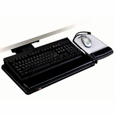 3M Adjustable Keyboard Tray with Adjustable Keyboard and Mouse Platform, Black, /CT — view 1