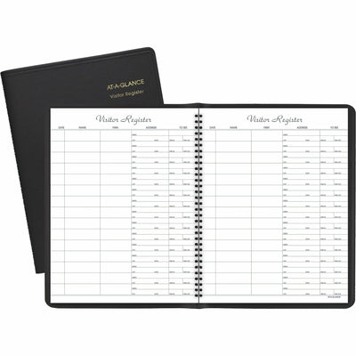 ACCO At-A-Glance Visitor's Register Book, Black, 8.50" Width x 11" Length, AAG8058005