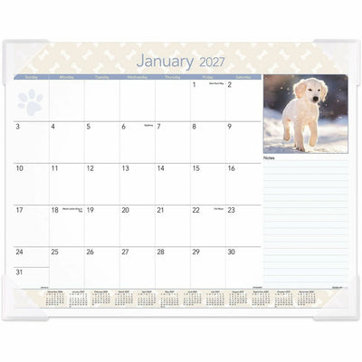 ACCO At-A-Glance Puppies Desk Pad, White, 21 3/4", 12EA/CT — view 1