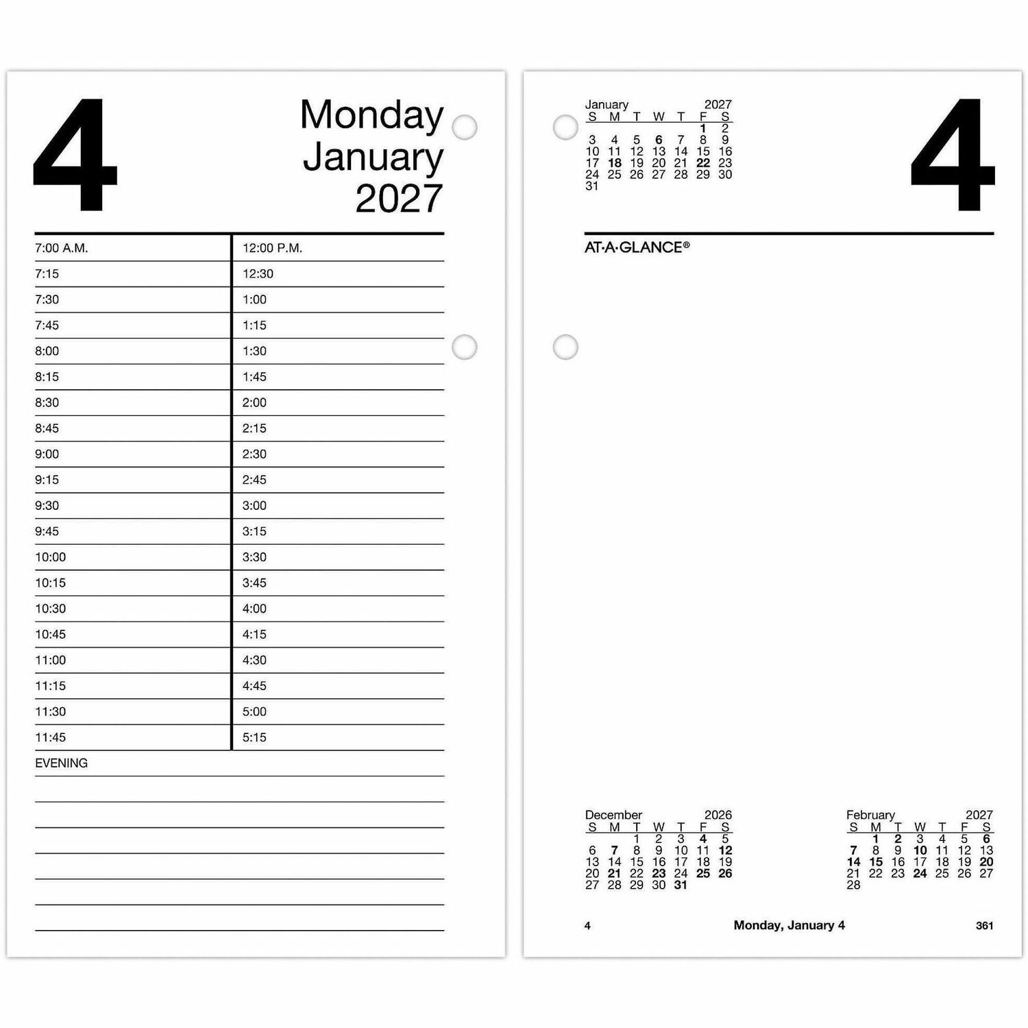 At-A-Glance Loose-Leaf Desk Calendar Refill, 1 Each