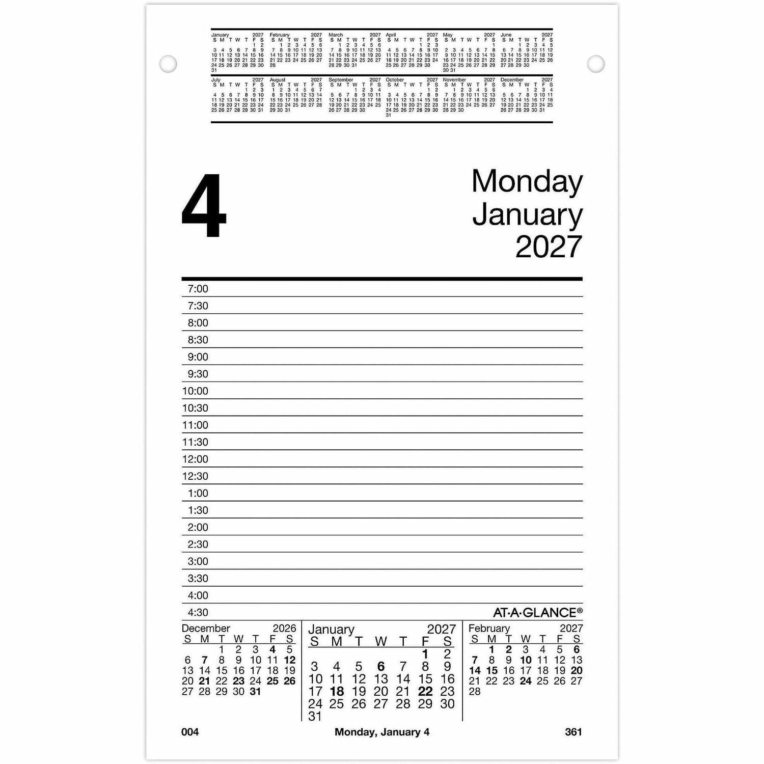 At-A-Glance Pad Style Desk Pad Calendar Refill, 1 Each