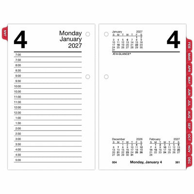 ACCO At-A-Glance Loose-Leaf Desk Calendar Refill withTabs, White, 3 1/2", 12EA/CT — view 1