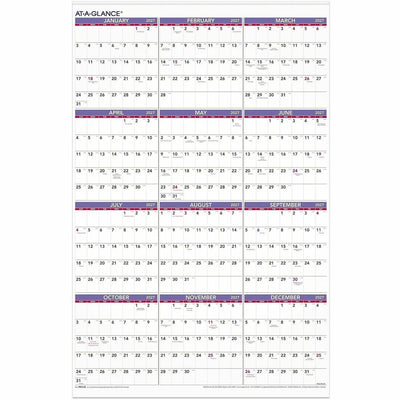 ACCO At-A-Glance Recycled Yearly Wall Calendar 24" x 36" English, White, /BX 12BX/CT — view 1