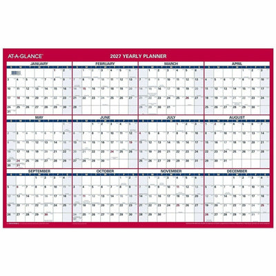 ACCO At-A-Glance Vertical Horizontal Reversible Erasable Wall Calendar, Blue, 36", AAGPM2628