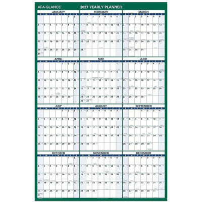 ACCO At-A-Glance Vertical Reversible Erasable Wall Calendar, Green, 48", AAGPM31028