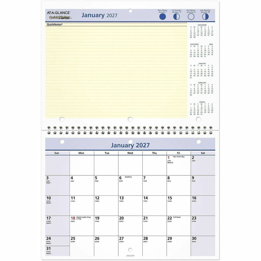 ACCO At-A-Glance QuickNotes Desk Wall Calendar, 11", /BX 12BX/CT — view 1