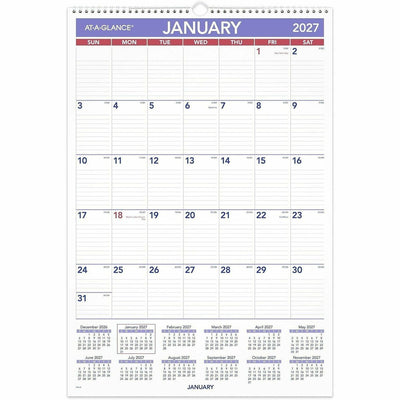 ACCO At-A-Glance Erasable Wall Calendar, Blue, 15 1/2", AAGPMLM0328