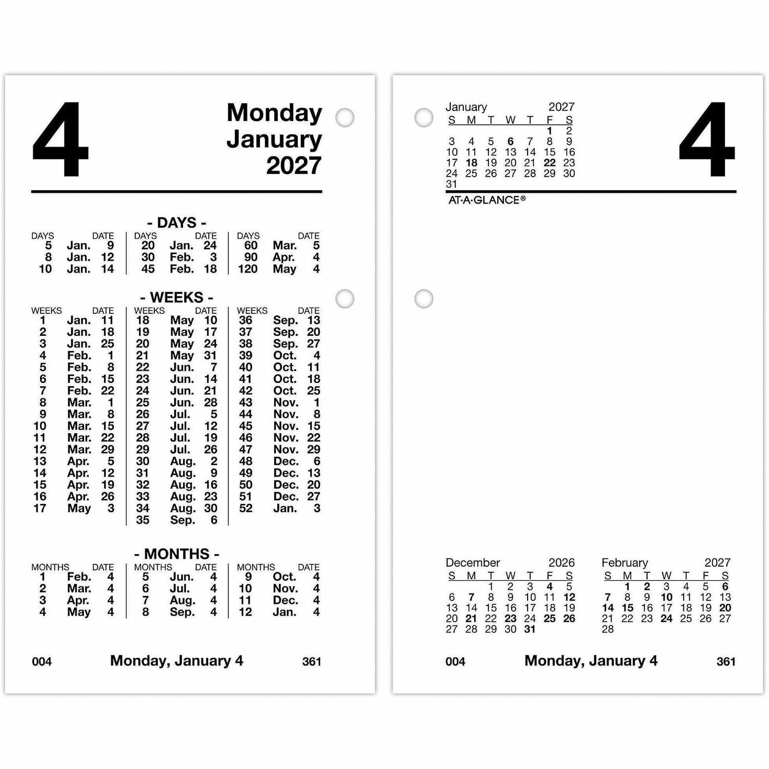 At-A-Glance Financial Desk Calendar Refill, 1 Each