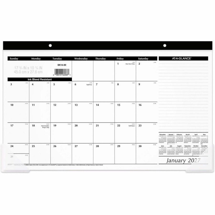 ACCO At-A-Glance Desk Pad Calendar, Black, 17 3/4", /BX 12BX/CT — view 1