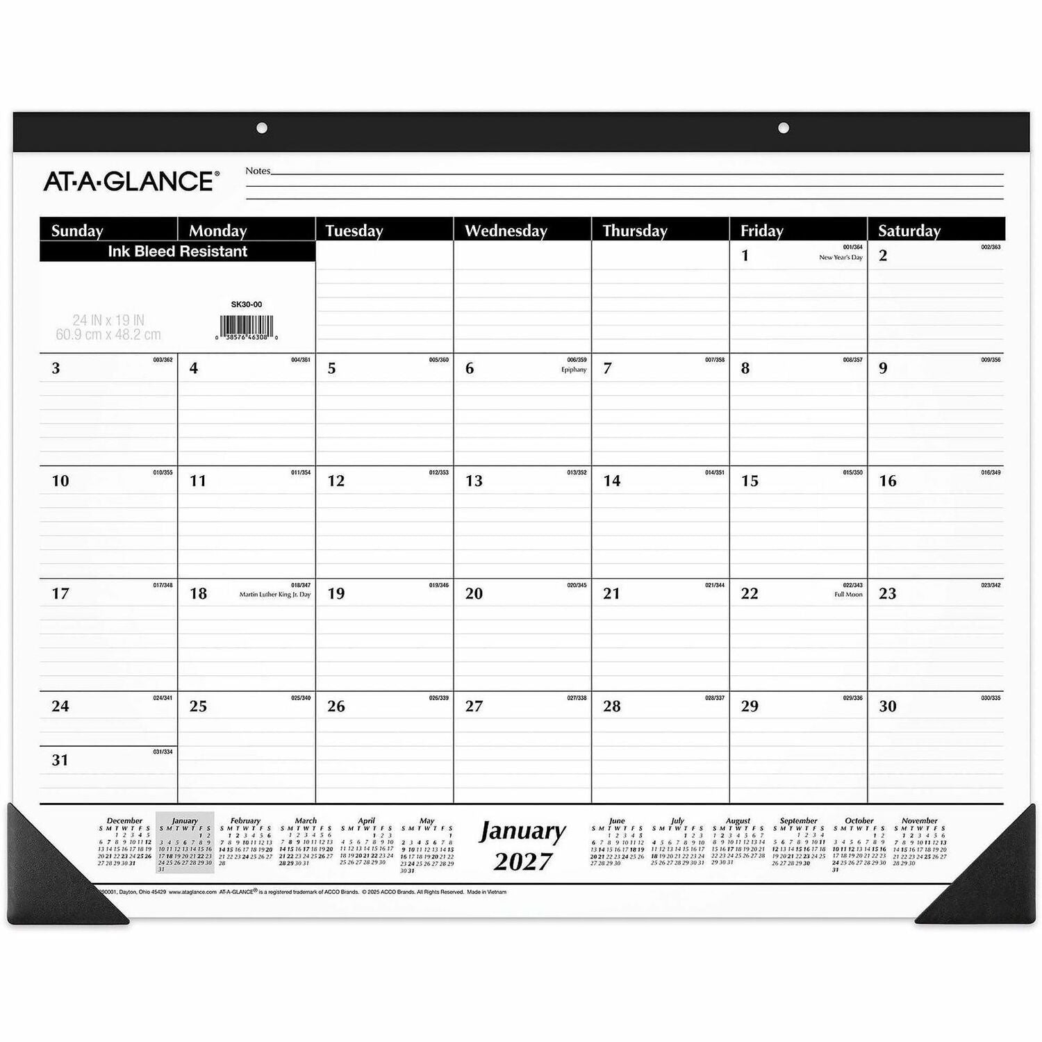 At-A-Glance Ruled Monthly Desk Pad, Large, 24" x 19", 1 Each