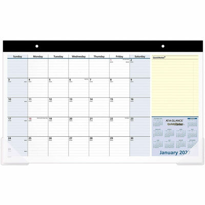 ACCO At-A-Glance QuickNotes Compact Monthly Desk Pad Calendar, Yellow, 18", AAGSK71000