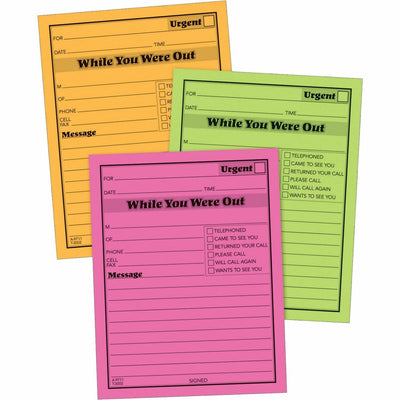TOPS Adams Neon While You Were Out Message Pads, Assorted, 4" Width x 5" Length, 1 Pack — view 1