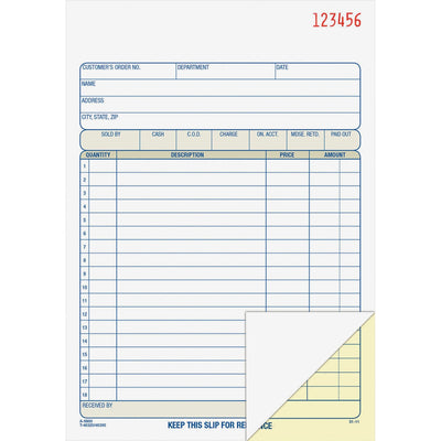 TOPS Adams Carbonless 2-part Numbered Sales Order Books, Canary, 5.56" Width x 8.43" Length, ABFDC5805