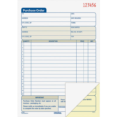 TOPS Adams Carbonless Purchase Order Statement, Canary, 5.56" Width x 8.43" Length, 5EA/PK 5PK/CT — view 1