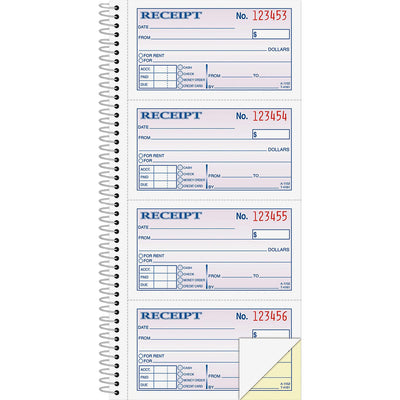TOPS Adams Spiral 2-part Money/Rent Receipt Book, Canary, 5EA/PK 5PK/CT — view 1