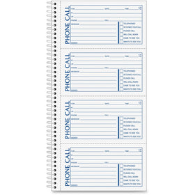 TOPS Adams Spiral Bound Phone Message Books, 5.25" Width x 11" Length, ABFSC1154D