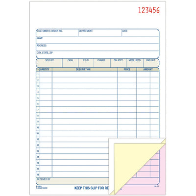 TOPS Adams Carbonless 3-part Sales Order Books, Pink, 5.56" Width x 8.43" Length, 5EA/PK 5PK/CT — view 1