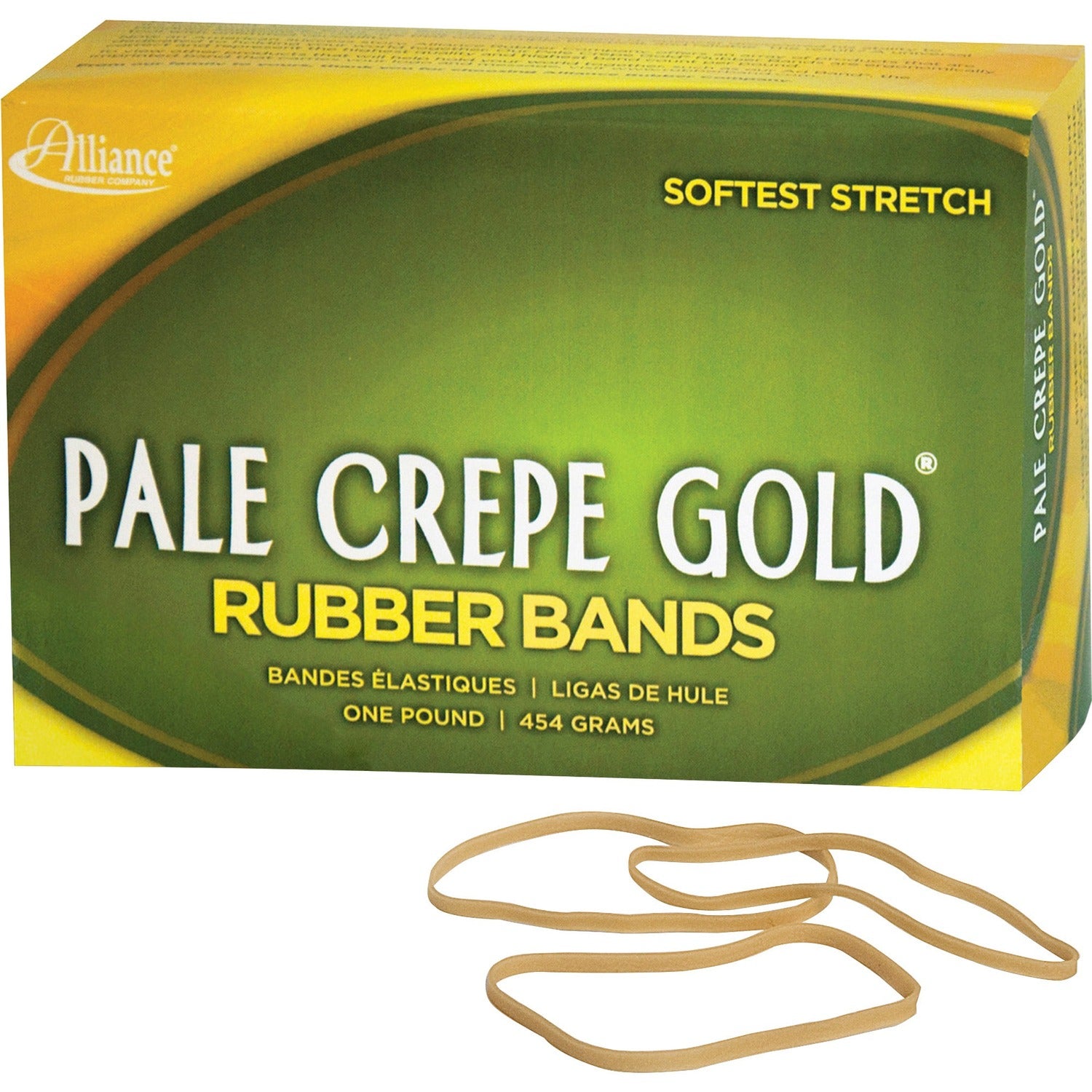 Alliance Rubber Pale Crepe Gold Rubber Bands, 1 Box
