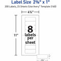 Avery Mini-Sheets(R) Address Labels, 1" x 2-5/8", 200 Labels (2160), White, 200 / Pack, AVE2160