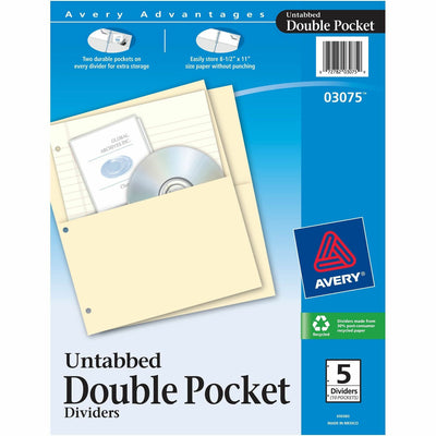 Avery Untabbed Double Pocket Dividers, Buff, 8 1/2" Width x 11" Length, 5 / Pack — view 1