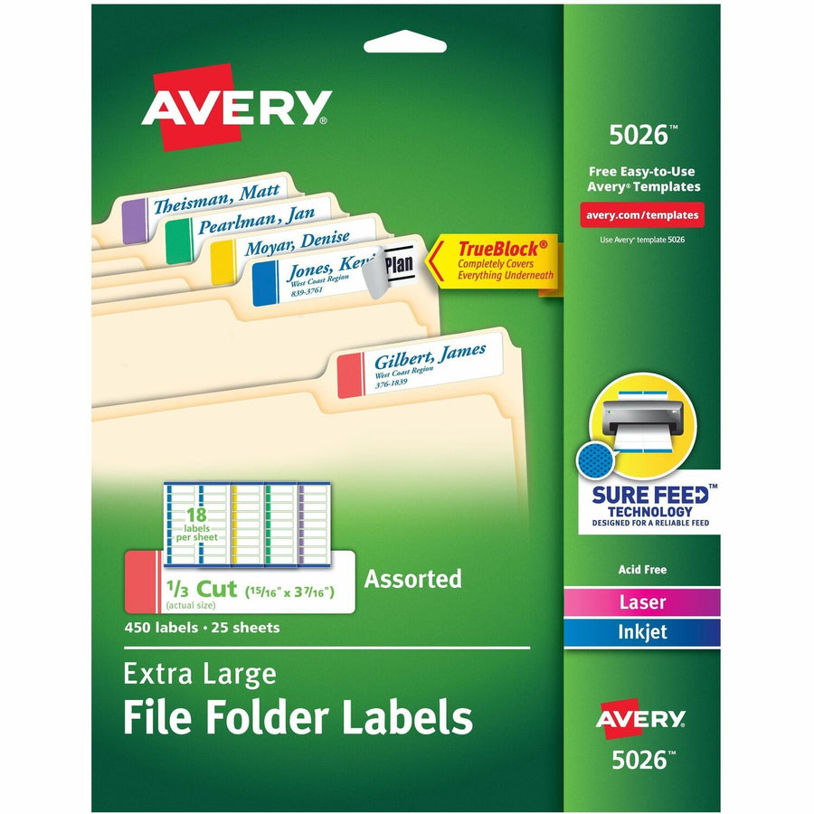 Avery Extra-Large File Folder Labels, Yellow, 450 / Pack — view 1