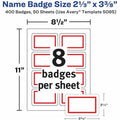 Avery Name Badge Label, Red, 400 / Box, AVE5095