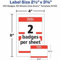 Avery Border Print/Write Hello Name Badges, Red, 100 / Pack, AVE5140