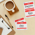 Avery Border Print/Write Hello Name Badges, Red, 100 / Pack, AVE5140