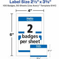 Avery Border Print/Write Hello Name Badges, Blue, 100 / Pack, AVE5141