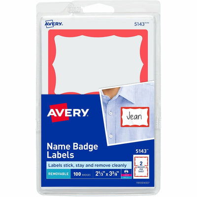 Avery Border Print or Write Name Tags, Red, 100 / Pack — view 1