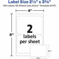 Avery Print or Write Name Badge Labels, White, 100 / Pack, AVE5147