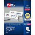 Avery Tent Cards, 2-1/2" x 8-1/2", Embossed Border, 100ct (5305), White, 100 / Box, AVE5305