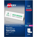 Avery Tent Cards, 3.5" x 11", Embossed Border, 50ct (5309), White, 3 1/2" x 11", 50 / Box, AVE5309