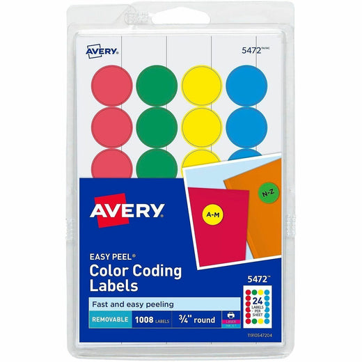 Avery® Removable Print or Write Color Coding Labels, 1 Pack