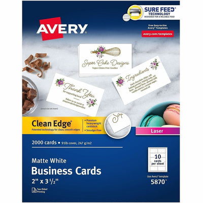 Avery Clean Edge Business Cards, White, 2" x 3 1/2", 2000 / Box — view 1