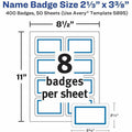 Avery Adhesive Name Badges, Blue, 400 / Box, AVE5895
