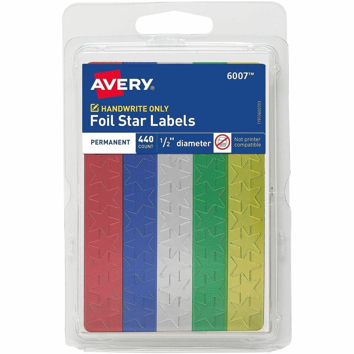 Avery® Assorted Foil Star Labels, 1 Pack