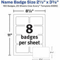 Avery Adhesive Name Badges, White, 1 Pack, AVE8395