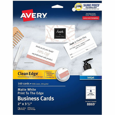 Avery Clean Edge Business Cards, 2" x 3.5", White, 160, 8 1/2" x 11", 160 / Pack — view 1