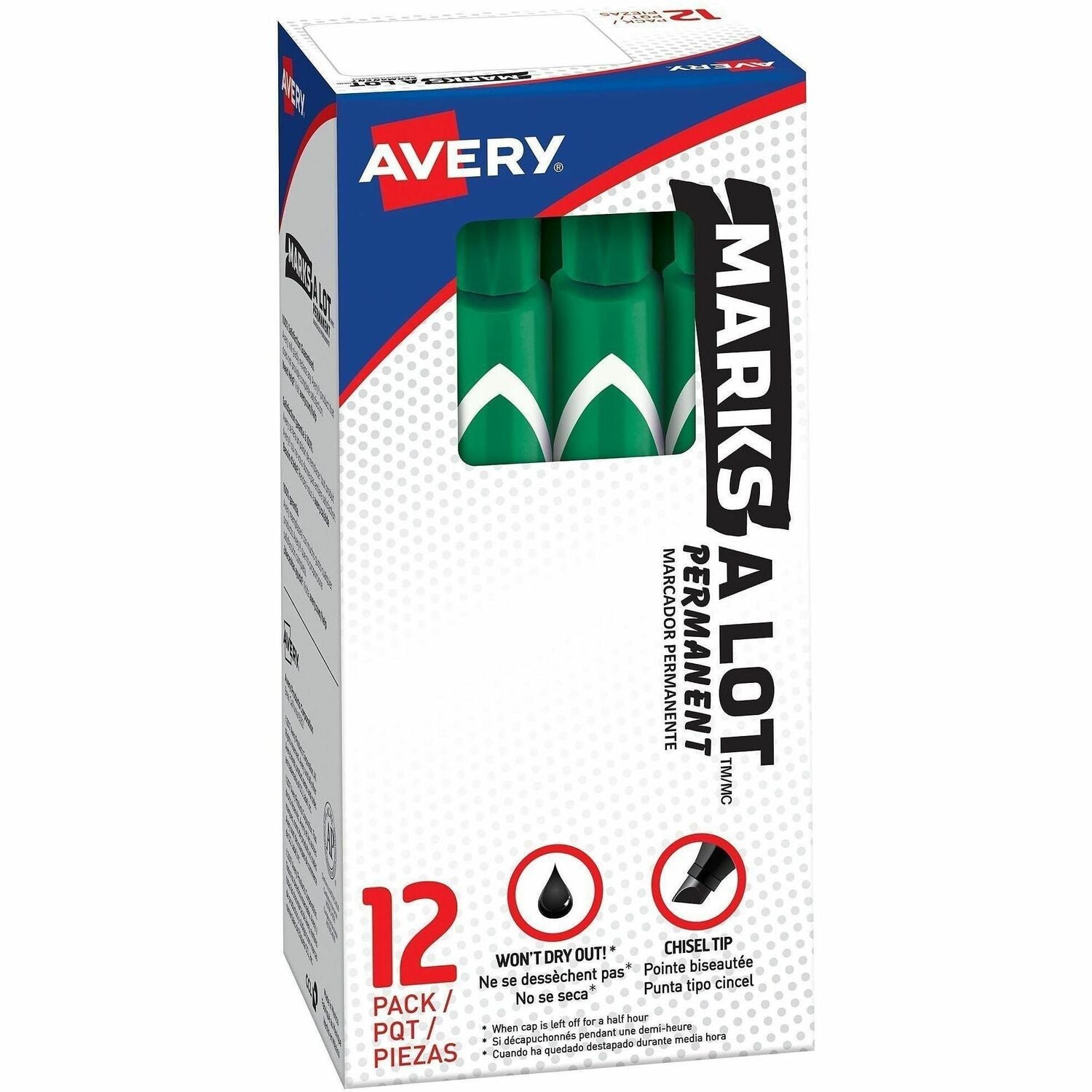 Avery® Marks A Lot Large Desk-Style Permanent Markers, 1 Dozen