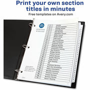 Avery® Ready Index Binder Dividers - Customizable Table of Contents, 1 Set